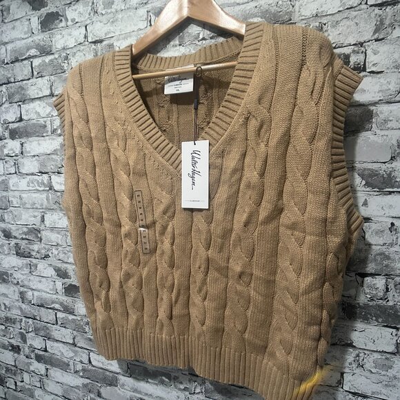 NWT Walter Hagen Women's Clubhouse Sweater Vest Size XXL (WGH11516) Tan - Picture 9 of 14
